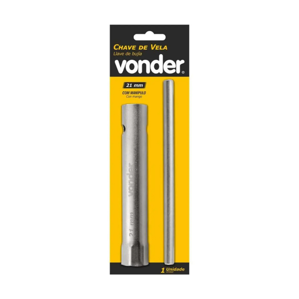 Chave Para Vela Vonder 21 mm Com Manipulo Sextavado de Aço Carbono Niquelado Resistente de Qualidade