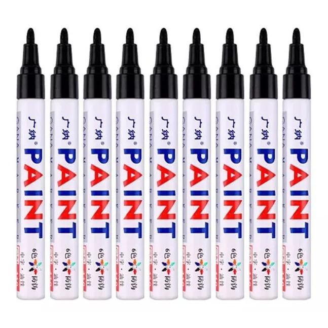 Caneta Paint Pintar Pneu TINTA PRETO - Tira Risco - Carro - Tênis - A Prova D'agua Permanente