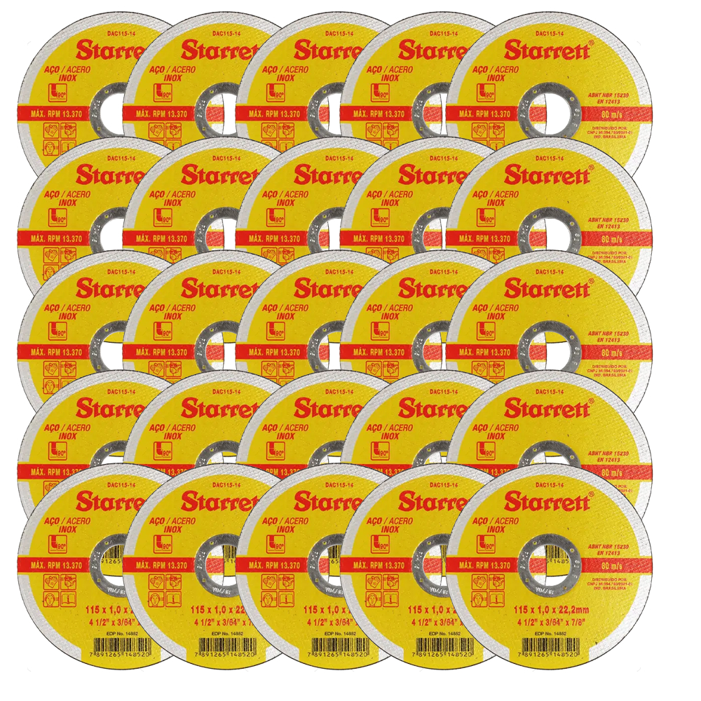 Kit Discos de Corte Starrett DAC115-14 4.1/2"x1,0mm x7/8"