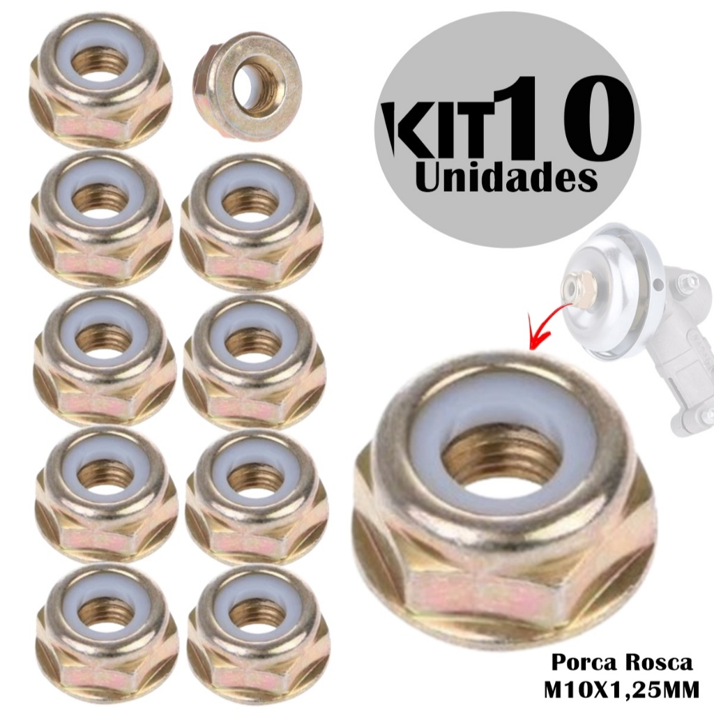 Kit 10 Porcas Ponteira De Transmissão Da Lamina Para Roçadeira Toyama Tekna Garthen Siga Tools