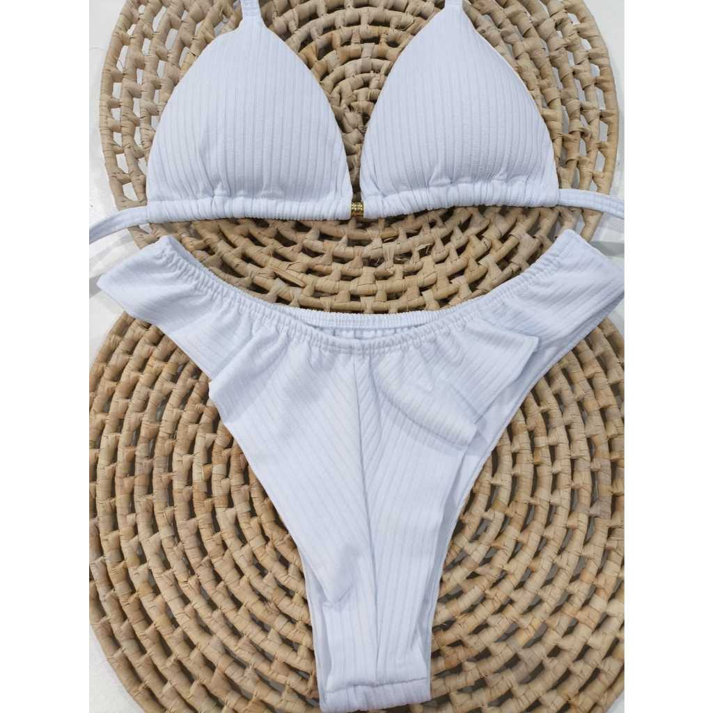Biquíni asa delta,calcinha fio duplo bojo removível, busto cortininha, biquini feminimo, biquini praia férias moda praia em Oferta na Shopee