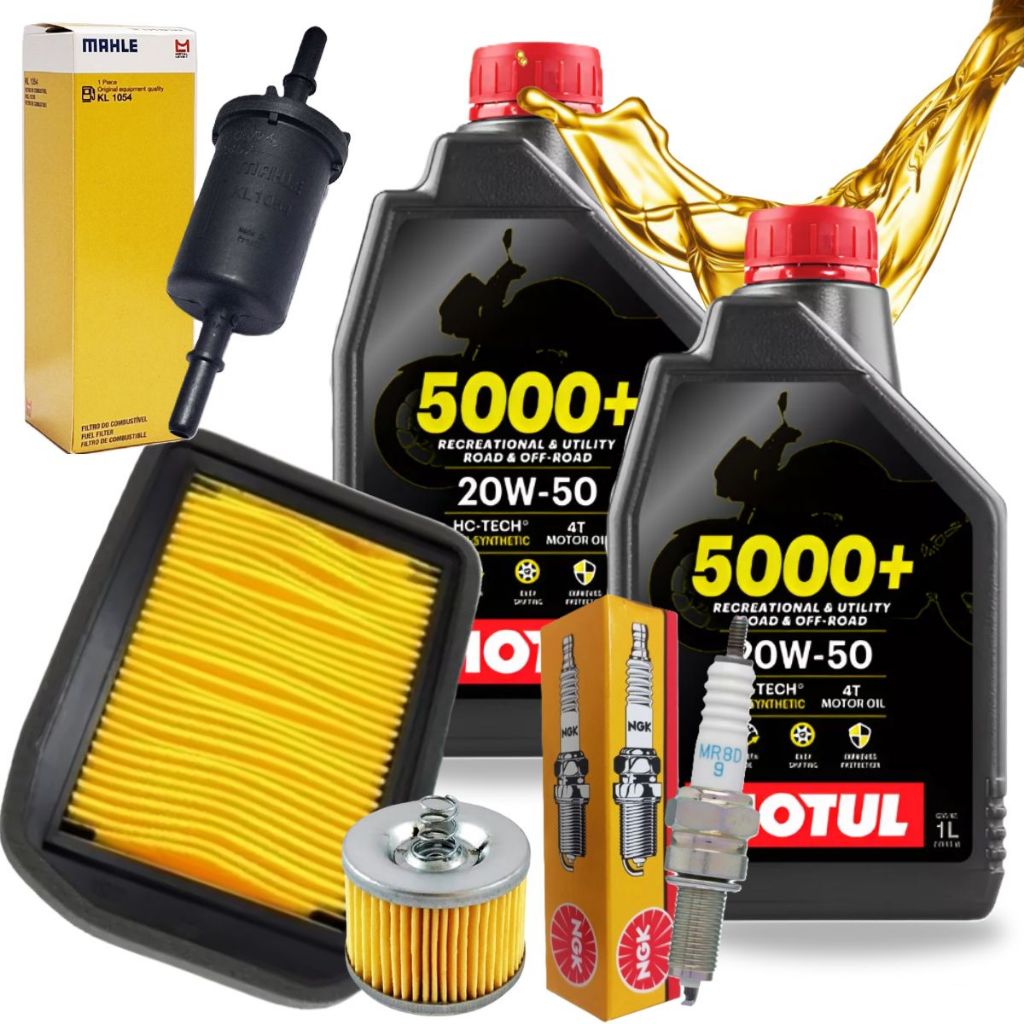 Kit Revisão Fazer 150 / Crosser 150 / Factor 110 Troca Óleo Motul 20w50 + Filtros e Vela Ngk em Oferta na Shopee