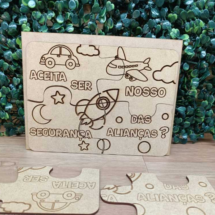 Quebra Cabeça MDF Daminha Pajem Personalizado Convite Casamento Infantil Noivinha Porta Aliança em Oferta na Shopee