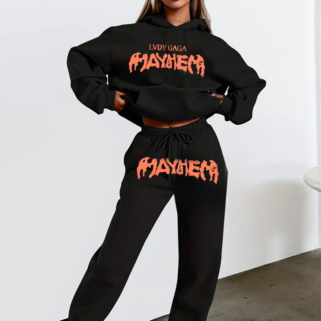 Conjunto Moletom Tradicional Blusa E Calça Unissex Lady Gaga Mayhem World Tour Capa Show Copacabana Moderna Estilosa