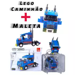 Kit Maleta Acrilica + Bloco De Montar 100 Peças Caminhão P/ Kit Festa Lembrancinha Aniversário