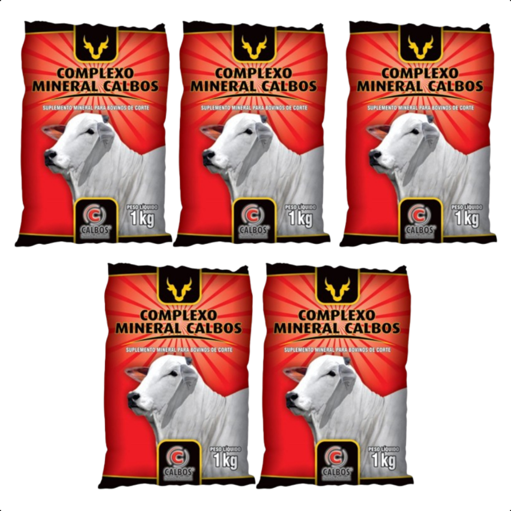 Kit Complexo Mineral Calbos 1kg Premix Bovinos Suplemento