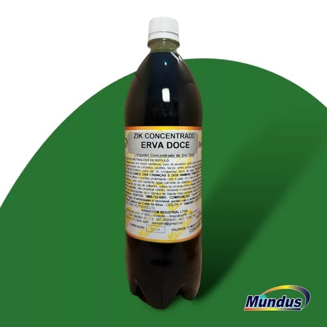 Desinfetante Concentrado Multiuso ERVA DOCE - ZIK Mundus 1 litro (rende até 50 litros)