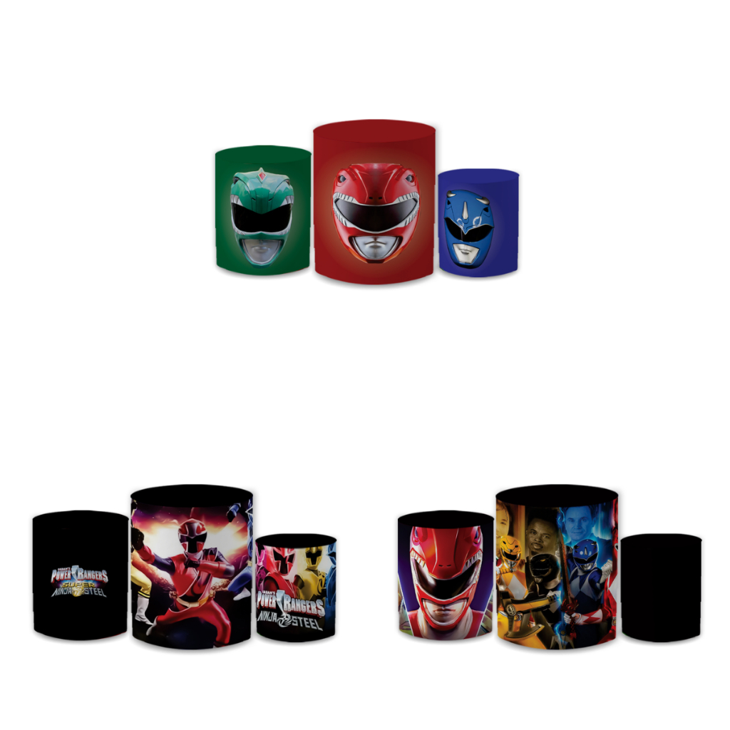 Capas Trio Cilindros Sublimado Personalizado Personagens Infantil Decoração Power Rangers Kids Herois