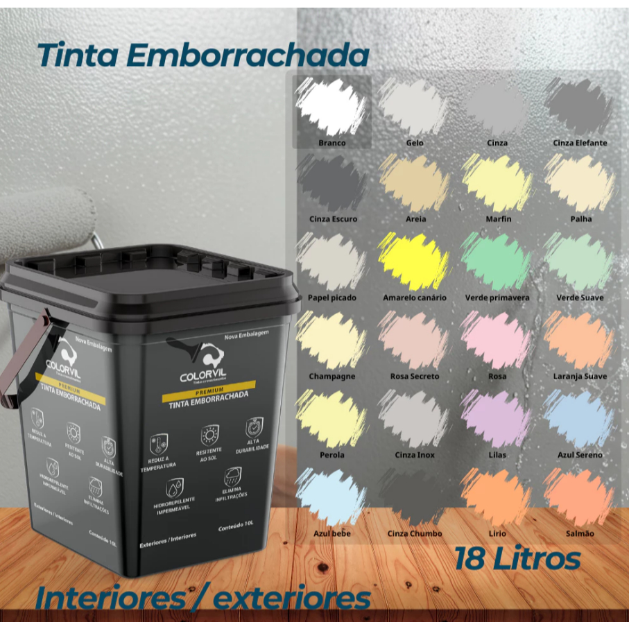 Tinta Emborrachada 12kg e 18kg Impermeabilizante Colorvil Várias Cores em Oferta na Shopee
