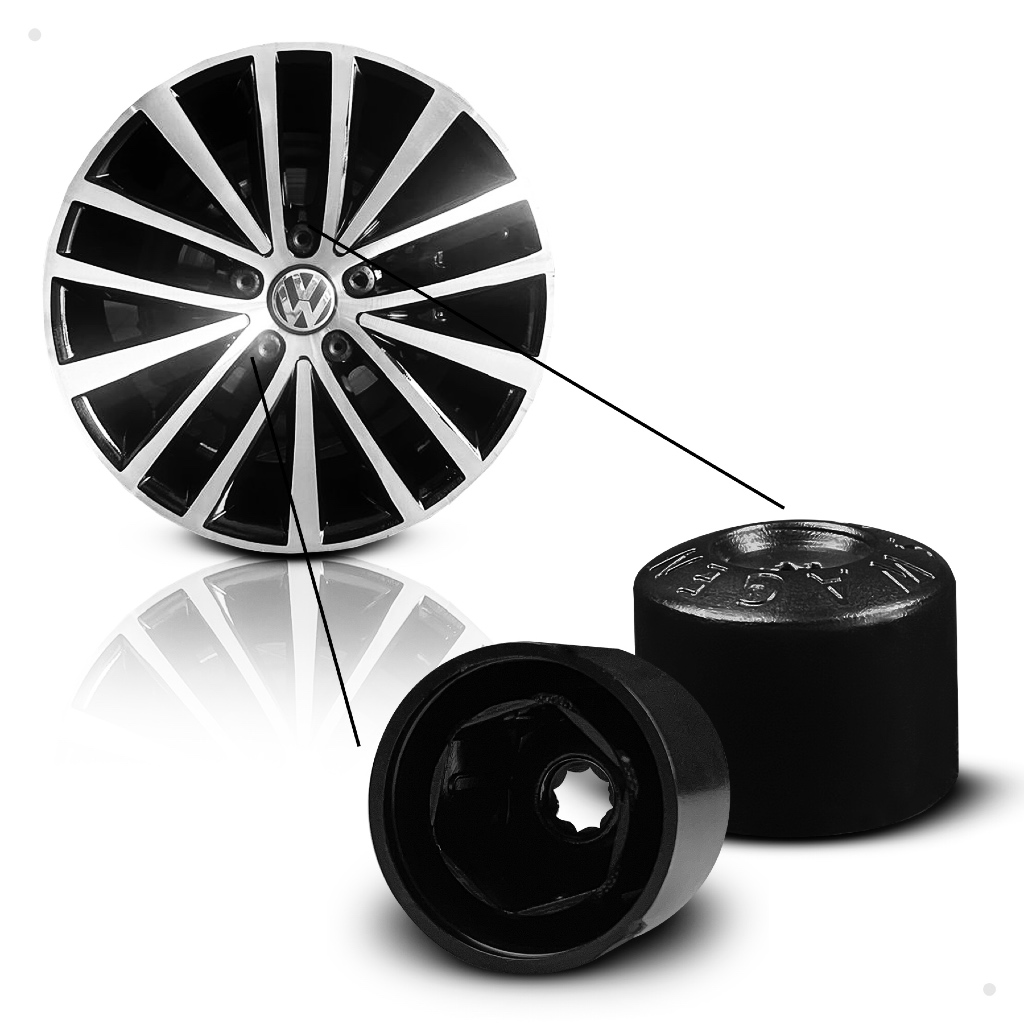 Kit 20 Capa Parafuso Roda Vw Golf Polo Nivus Tcros Jetta Fox