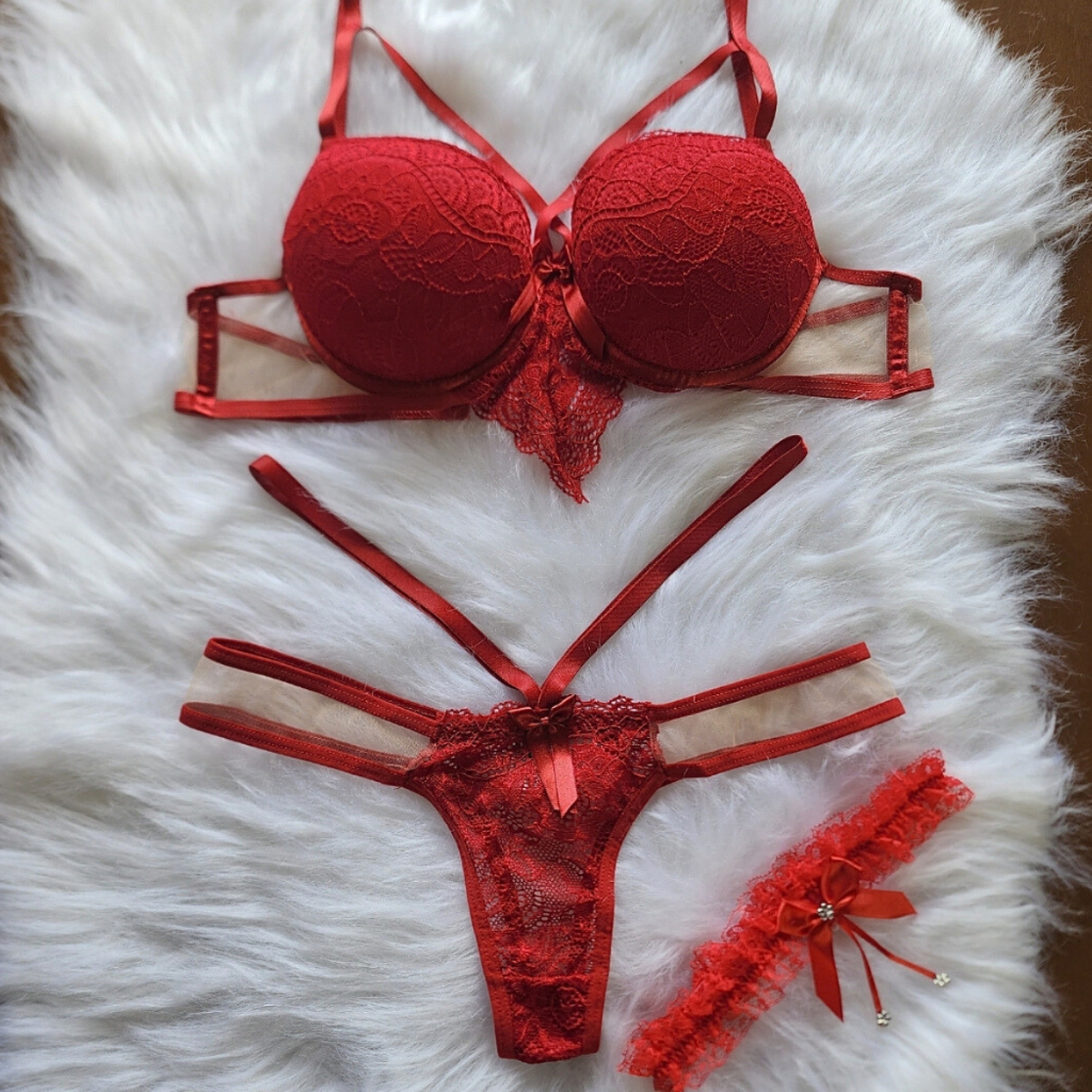 Trio com Perneira Lingerie de Luxo Calcinha Fio Dental Langerie Com Bojo Calcinhas Sutiãs Sutiã em Oferta na Shopee