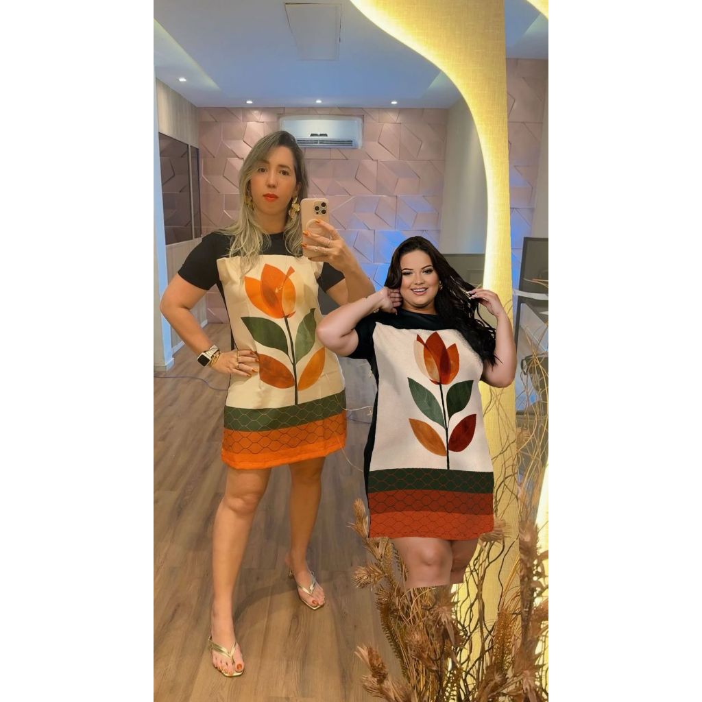 Vestidos Plus Size Estampa Exclusiva Tecido Leve com Sedinha Digital Vários Tamanhos Midi em Oferta na Shopee