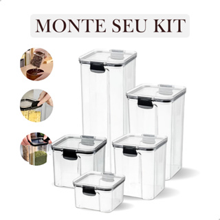 Monte seu Kit de Potes Herméticos para Mantimentos Cozinha Despensa Armário em Oferta na Shopee
