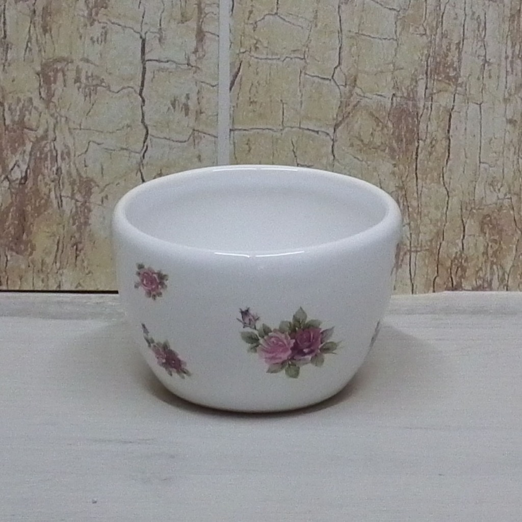 Molhadeira de Porcelana Cumbuca Bolw Para Kit Higiene Bebe Floral Marsala
