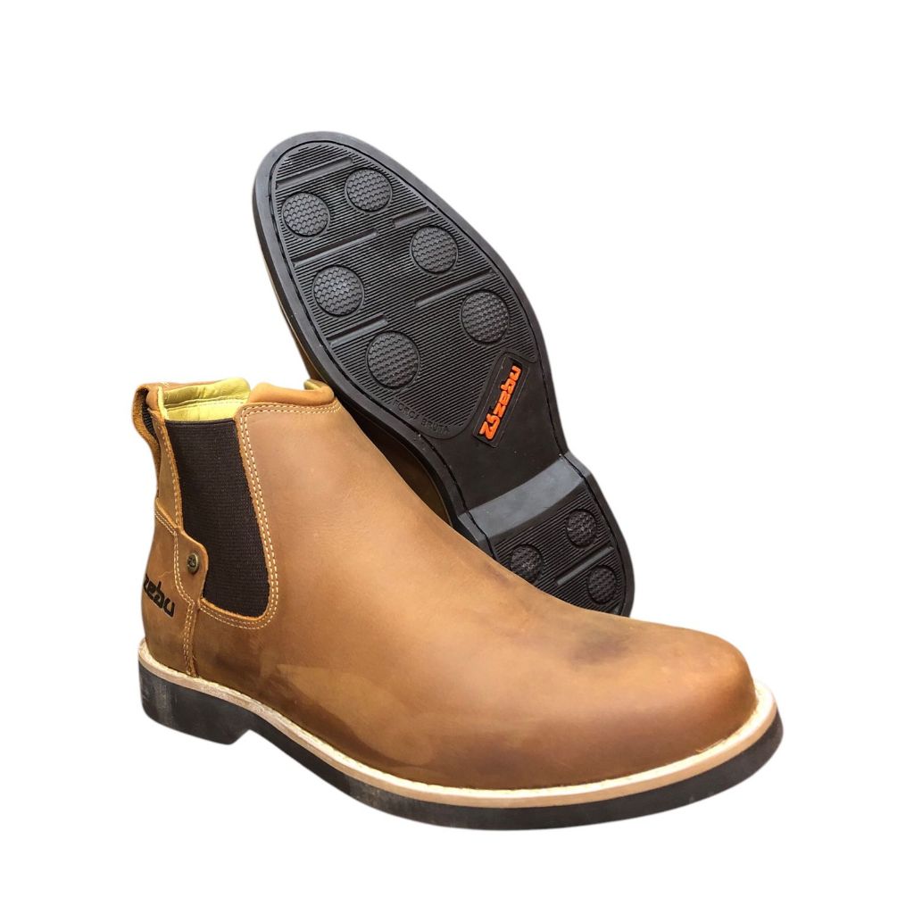 Botina Zebu Original Cor Conhaque  Com Palmilha De Gel  Masculina Em Couro Legítimo Country