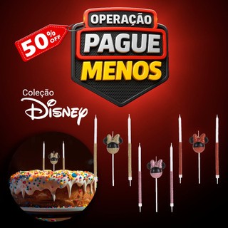 Vela de Aniversario Temática Minnie 360 Meio Glitter Colorida 3 em 1 Silver Festa