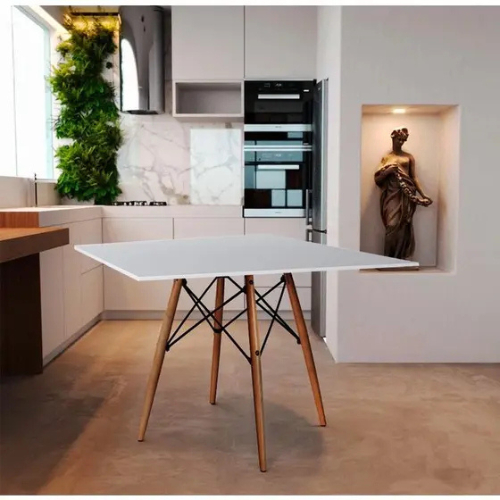 Mesa de Jantar Charles Eames Eiffel Tampo de Madeira 75cm