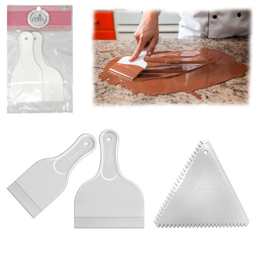 Kit 3 Espatulas para Bolos Confeitaria Decoração Boleira Decore Fácil