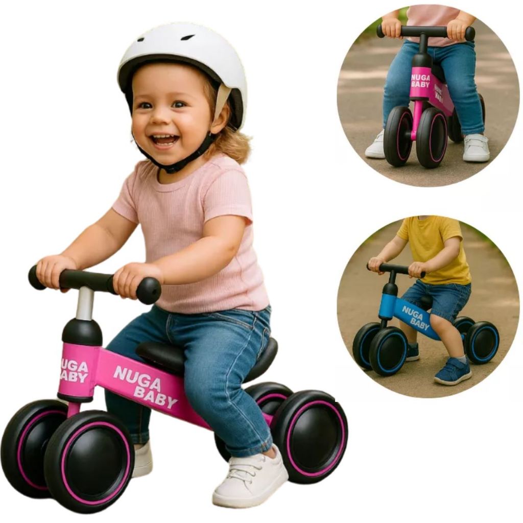 Bicicleta De Equilíbrio Sem Pedal Infantil 4 Rodas Sem Rodinhas Bebê Andador Criança