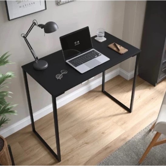 Mesa Escrivaninha Para Escritório Grécia 80x46cm Tampo de Madeira Base Ferro Modelo Indust...