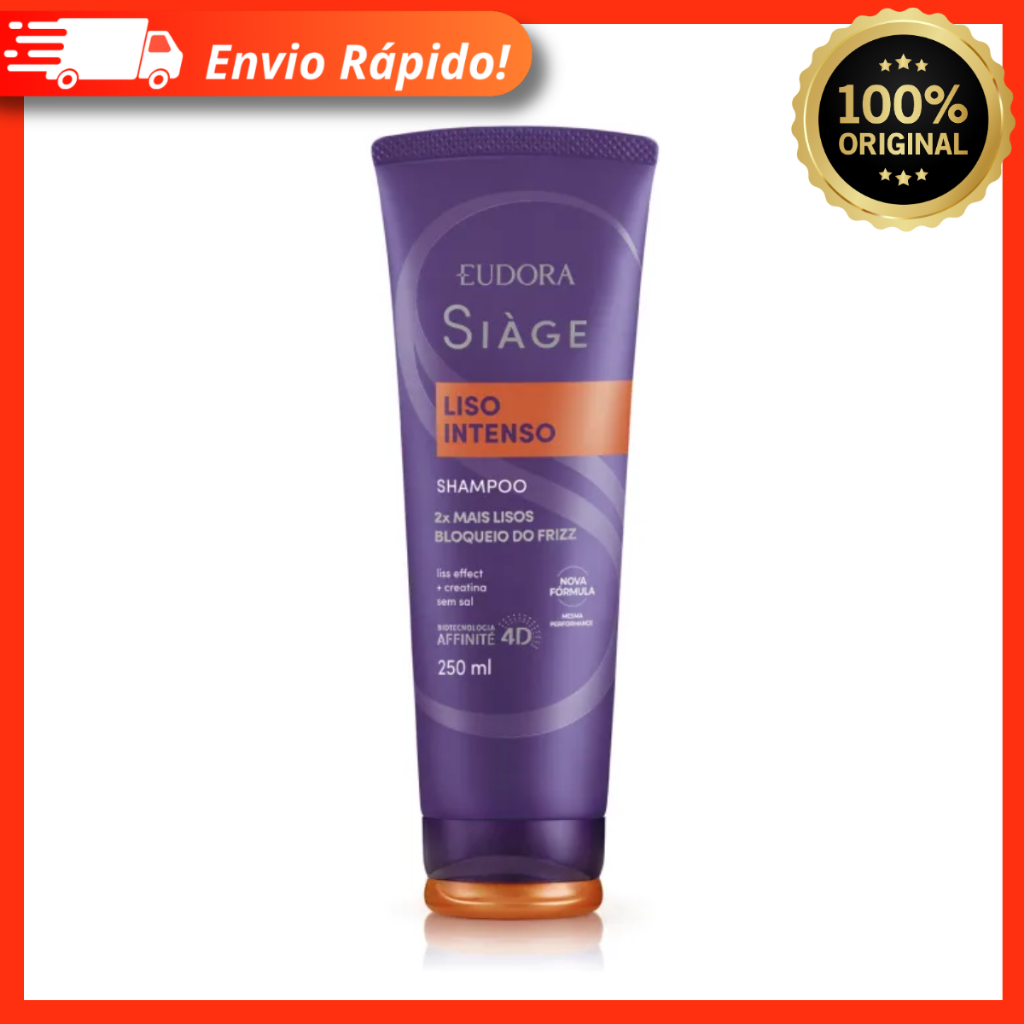 Shampoo Siàge Liso Intenso Hidrata Sem Pesar Frizz Controlado 250ml - Eudora