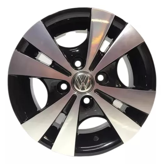 Kit 4 Rodas Aro 13 4x100 Trevo Vw Saveiro Gol Quadrado Voyage Santana Preta Diamantada Krmai R39