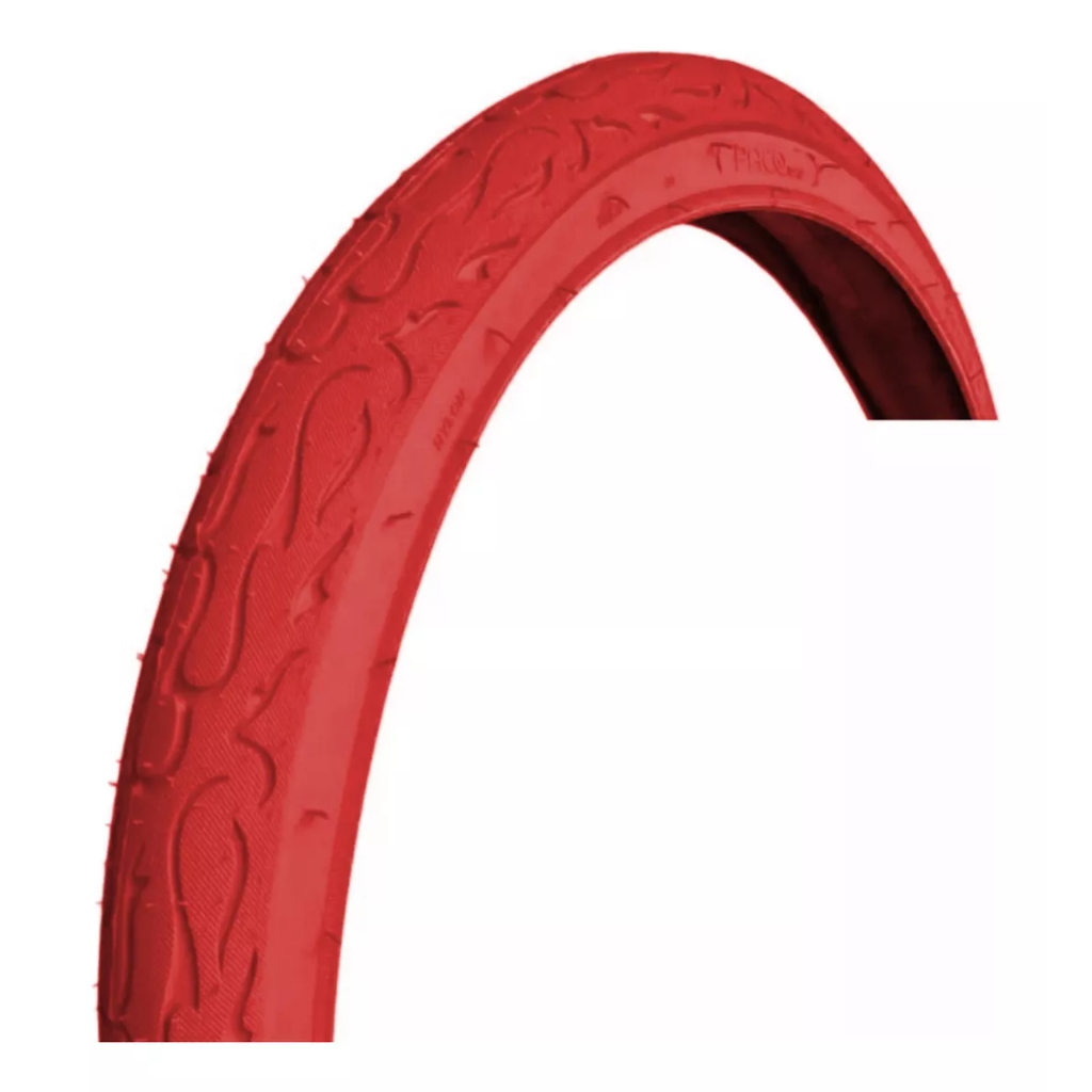 Pneu Vermelho Bike Aro 26x2.125 Paco Fire Balão Slick Tipo Flame Grau