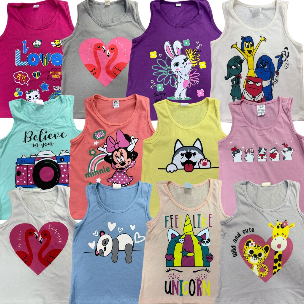 Kit 05 Camisetas Regatas Feminina Desenho Roupas Infantil  Algodão Menina em Oferta na Shopee