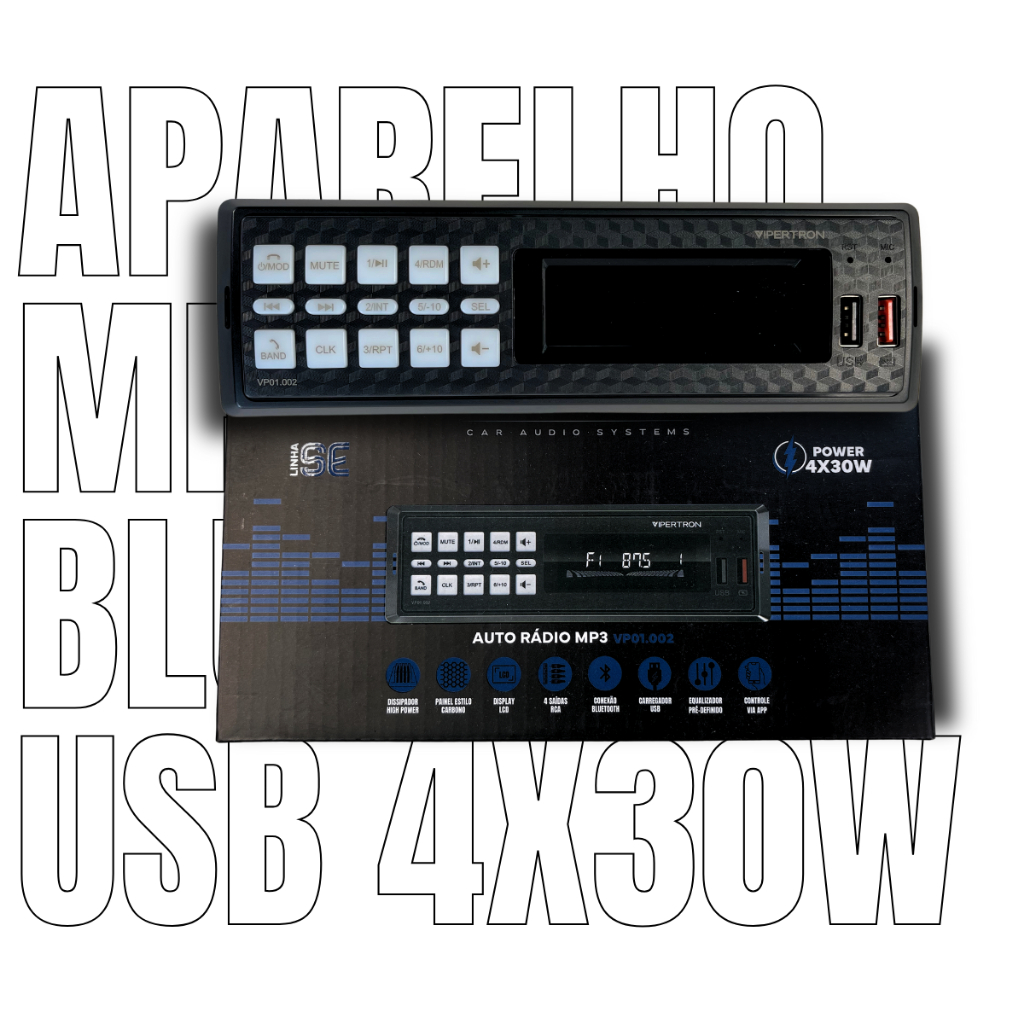 Aparelho Radio Som Automotivo Bluetooth Mp3 Fm 2 Usb Carregador 4x30W som automotivo caixa bob