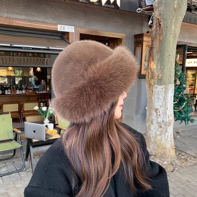 Chapéu De Pelúcia De Luxo USNOWHP , Balde De Pele Sintética Grosso Coreano , Chapéus Fofos De Inverno Casuais Para O Dia