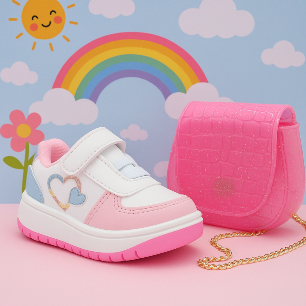 Kit Tênis + Bolsa Infantil – Visual Encantador e Super Confortável
