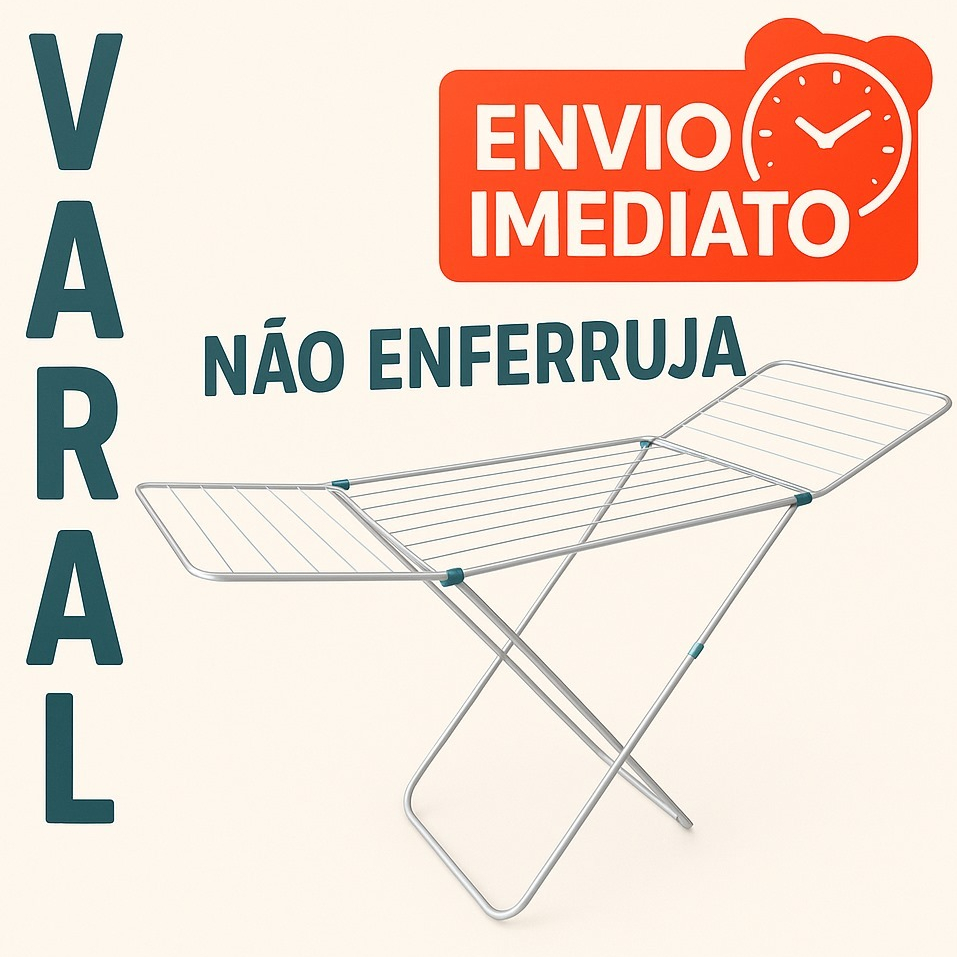 Varal De Roupas Chão AÇO Reforçado Com Abas Retrátil SECALUX