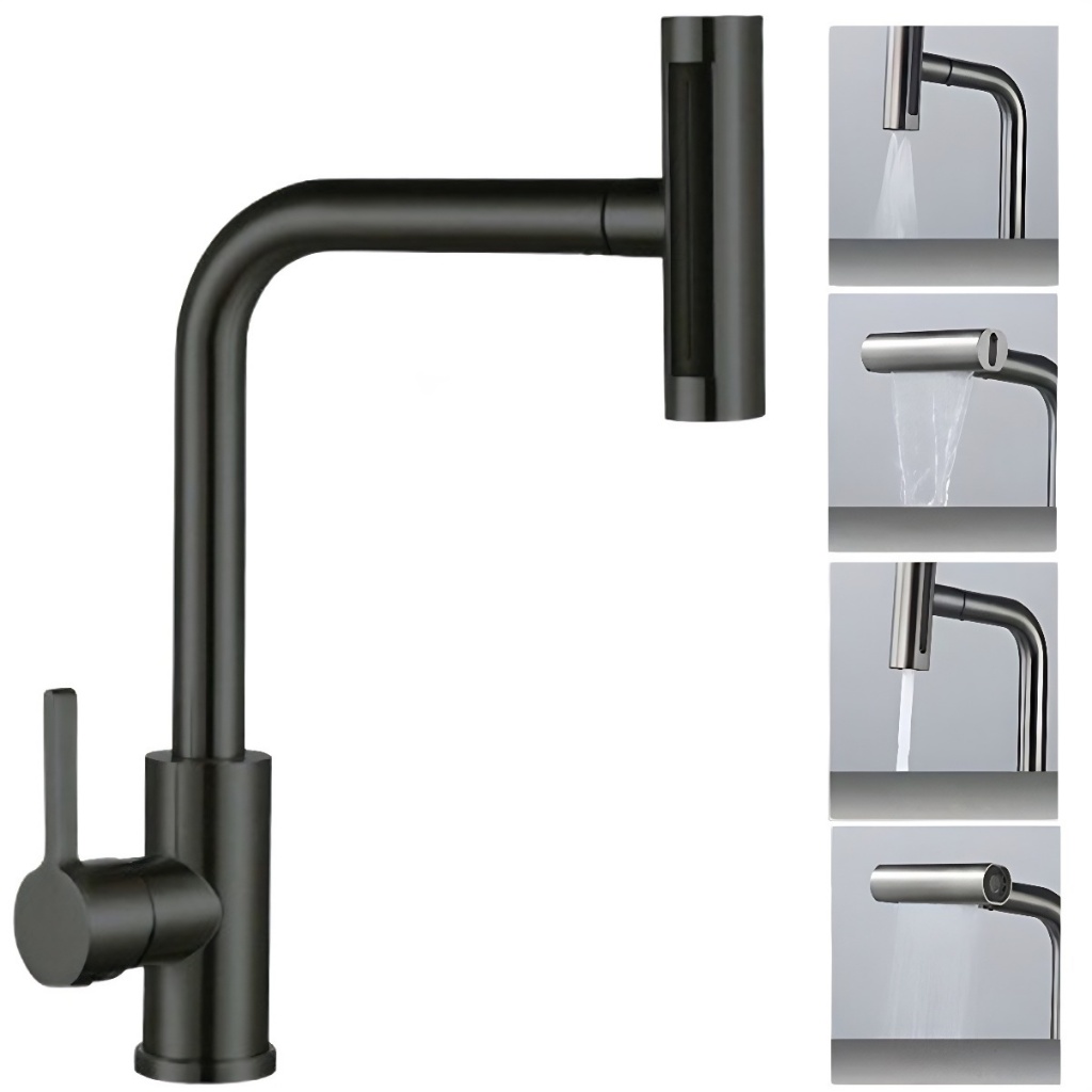 Torneira Cozinha Rotativa Articulada 4 Jatos 360° Gourmet Multi Uso