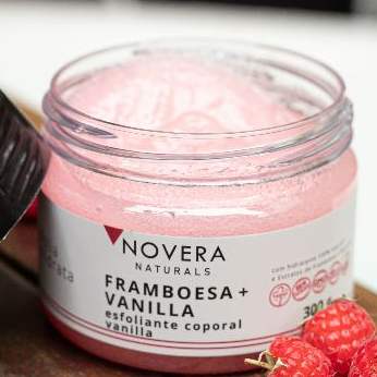 Esfoliante Corporal Hidratante Framboesa + Vanilla 300g Novera Left Oficial