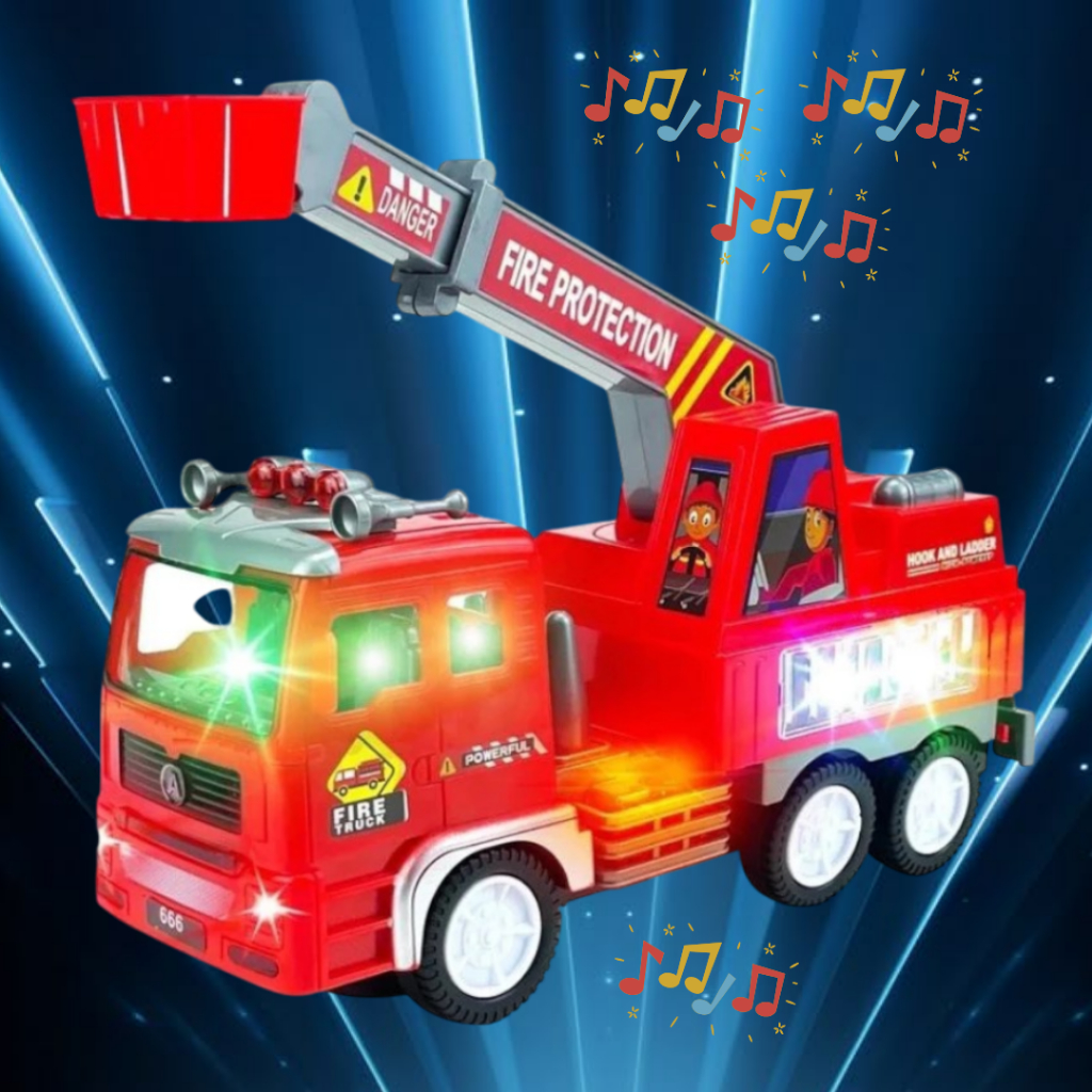 Caminhão Bombeiro Vermelho á Pilha Com Luz 4D Sons de Sirene Bate e Volta em Oferta na Shopee