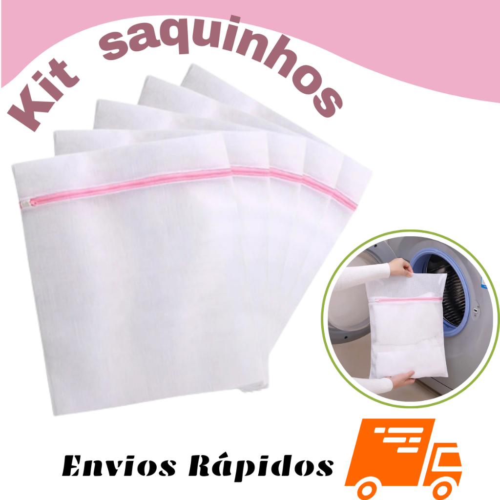 kit  Sacos para maquina de lavar roupas delicadas peças intimas ideal para organizar mala