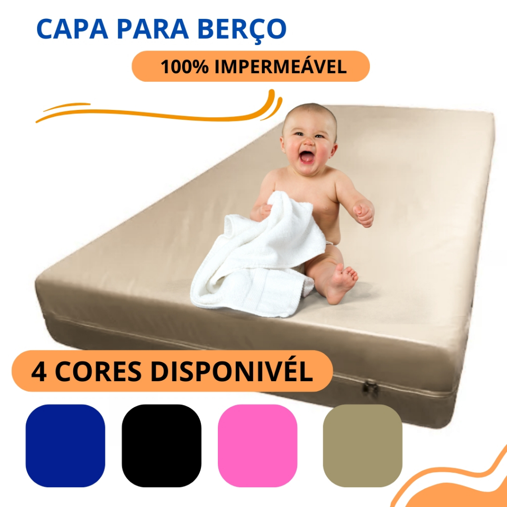 Capa Colchão Impermeável Para Berço Anti Xixi Com Ziper Protetora