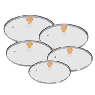 Jogo 5 Tampa de vidro temperado 16, 18, 20, 22, 24cm Para Panelas e Frigideiras em Oferta na Shopee