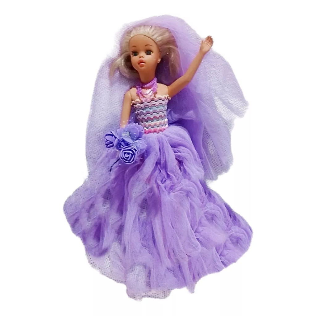 Vestido De Noiva Para Boneca Susi Antiga Anos 60 70 80 Com Véus Buquê Flores Colar Raro Lindo Gala