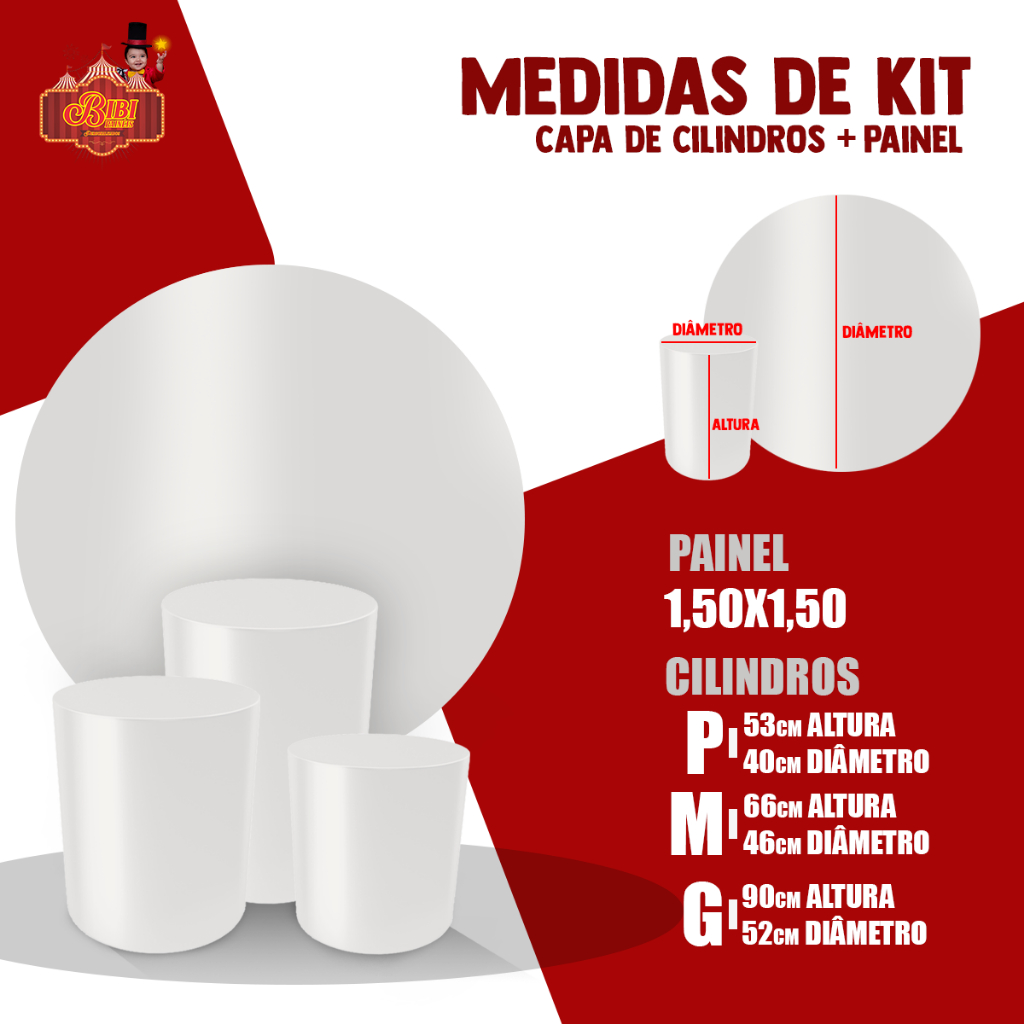 Trio Capa Cilindros + Capa Painel Redondo Sublimado Tema Patrulha Cnina Menino Bibi Paineis