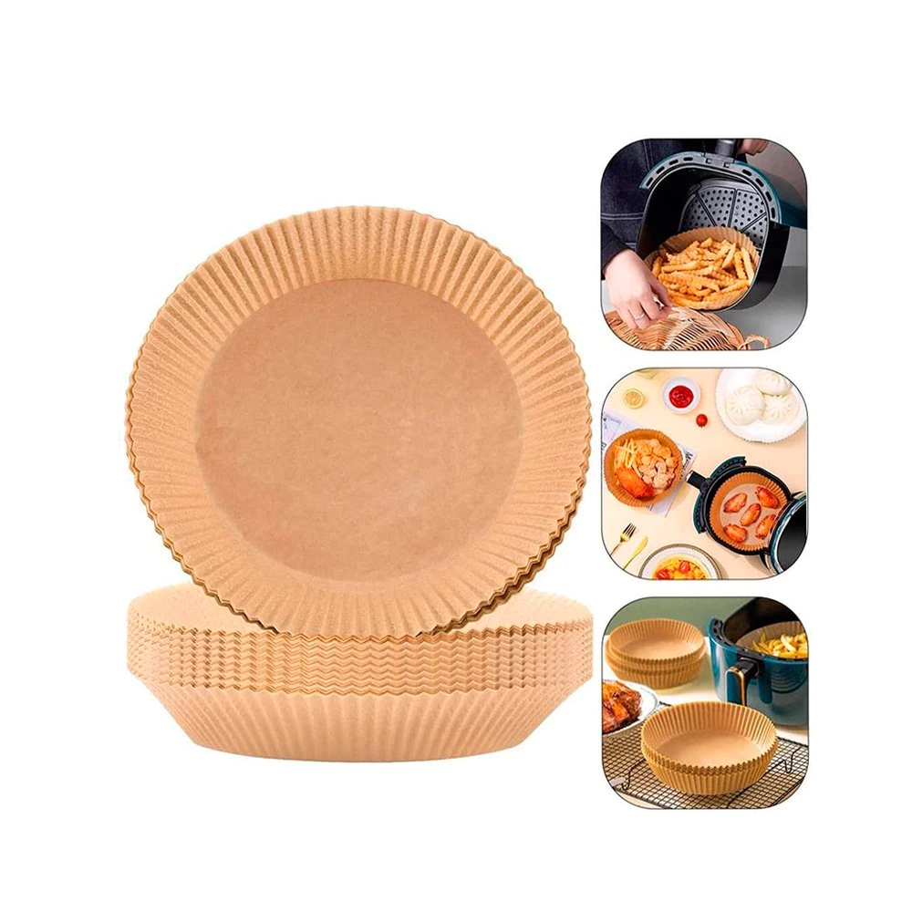 Forma papel airfryer descartável 50 unidades, redonda antiaderente, 16x4,5cm, protetor forro, tapete fritadeira, cozimen