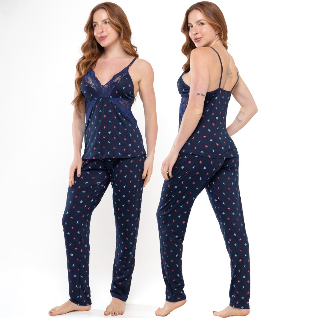 Pijama Feminino Longo Suede Feminino Manga Curta Alça Inverno 012