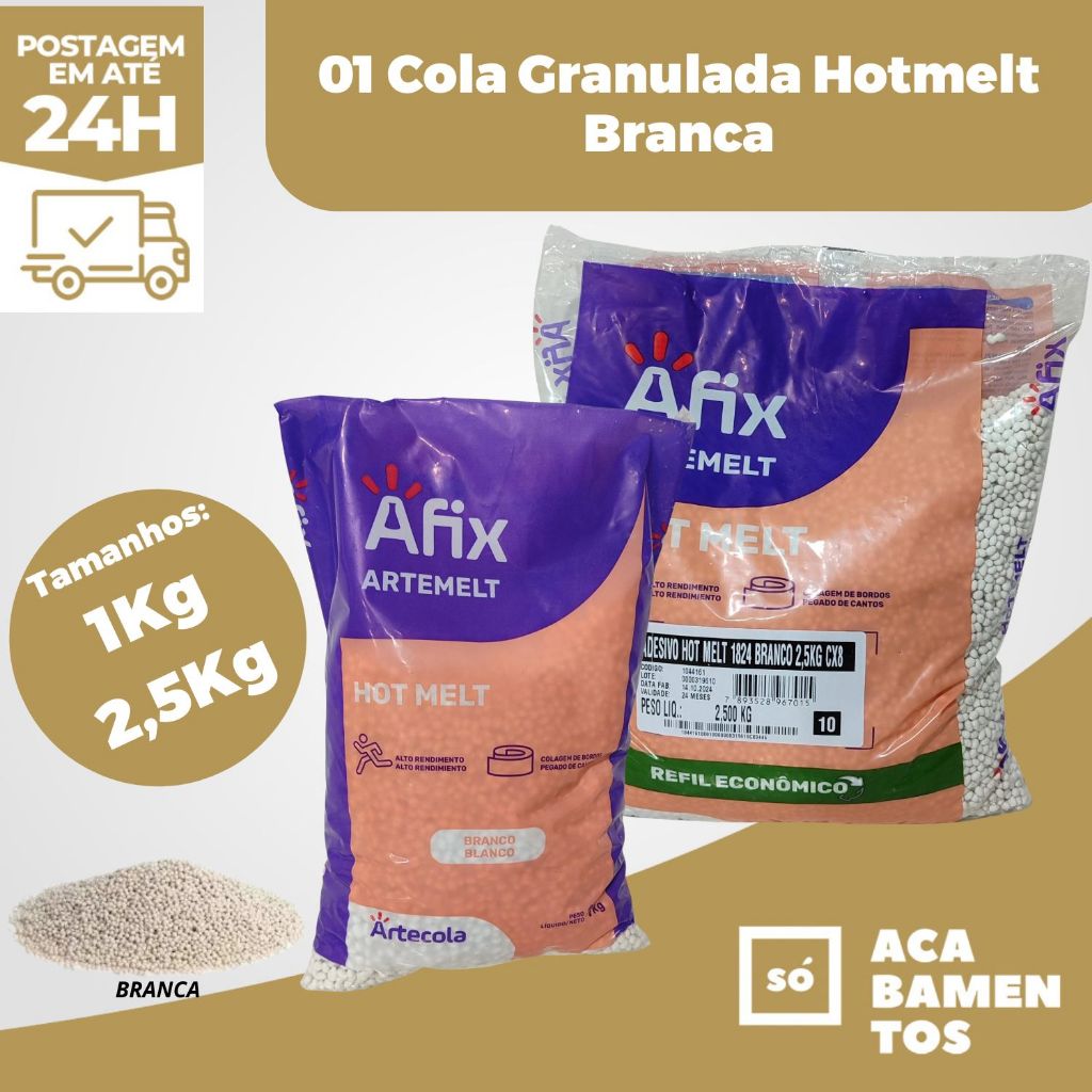 Cola Granulada Hot Melt Branca Afix Baixa Temperatura Coladeira Fita de Borda MDF Hotmelt