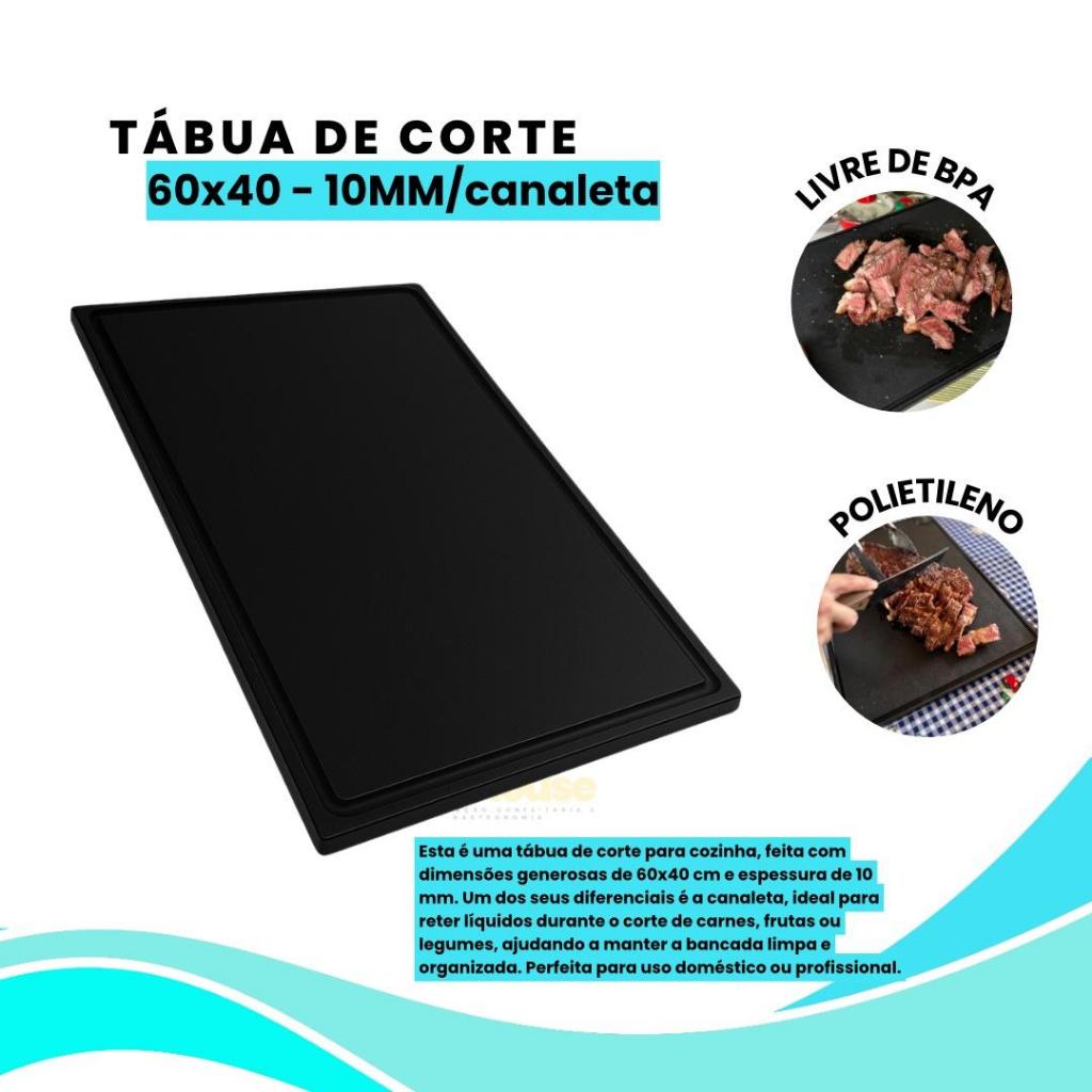 Tábua De Corte 50X30 10MM Canaleta Profissional Polietileno Antibacteriana Carnes Legumes Verduras