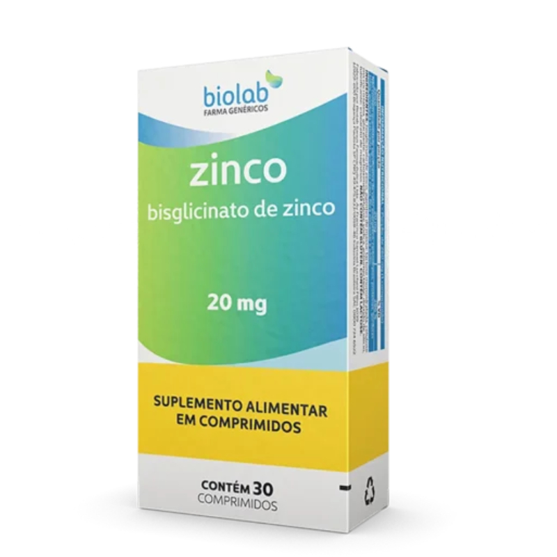 Zinco Quelato Biolab 20mg 30 Comprimidos Suplemento Alimentar