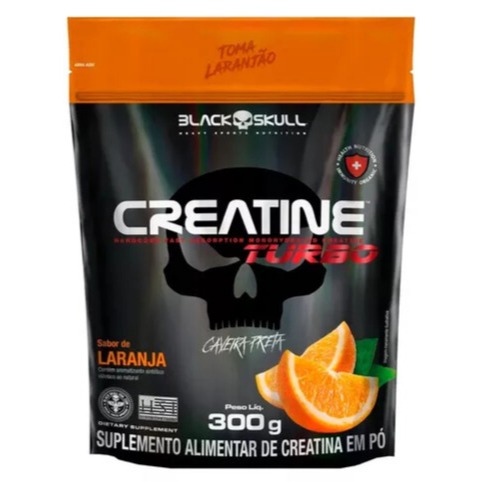 Creatina Turbo Refil - 300g - Caveira Preta / Black Skull Sabor Laranja