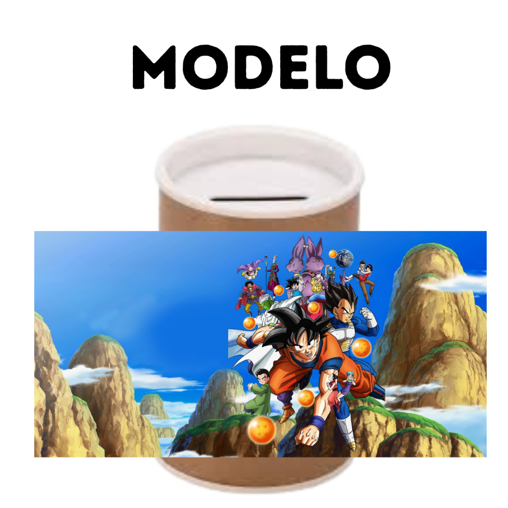 Rótulo Adesivo Cofrinho Dragon Ball Z Personalizado 10x6 Festa Infantil Lembrancinha