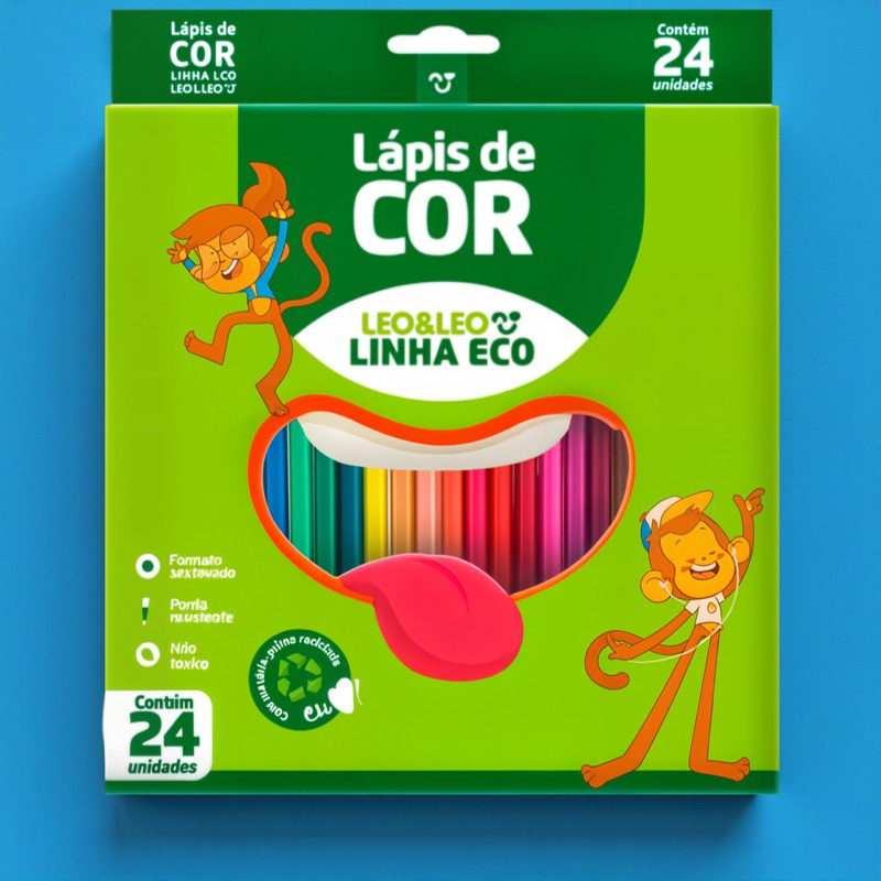 Lapis De Cor Eco Sextavado ou Redondo Leo&leo 24 Cores-1 Unidade em Oferta na Shopee