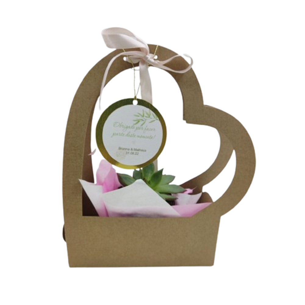 Caixinha kraft lembrancinha dia das mães, casamento, flores com 15 unidades + sisal