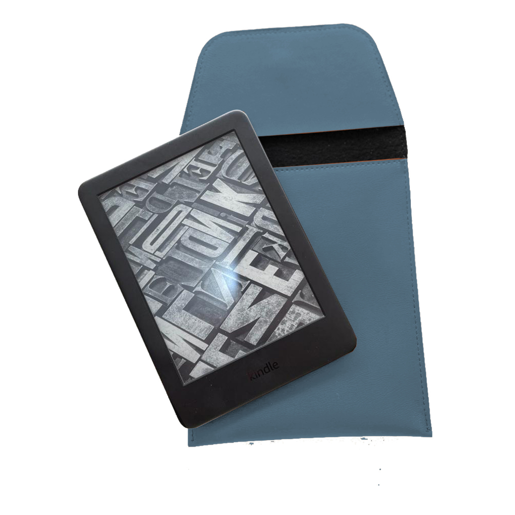 Capa Case para Kindle em Couro Ecológico Azul Oceano